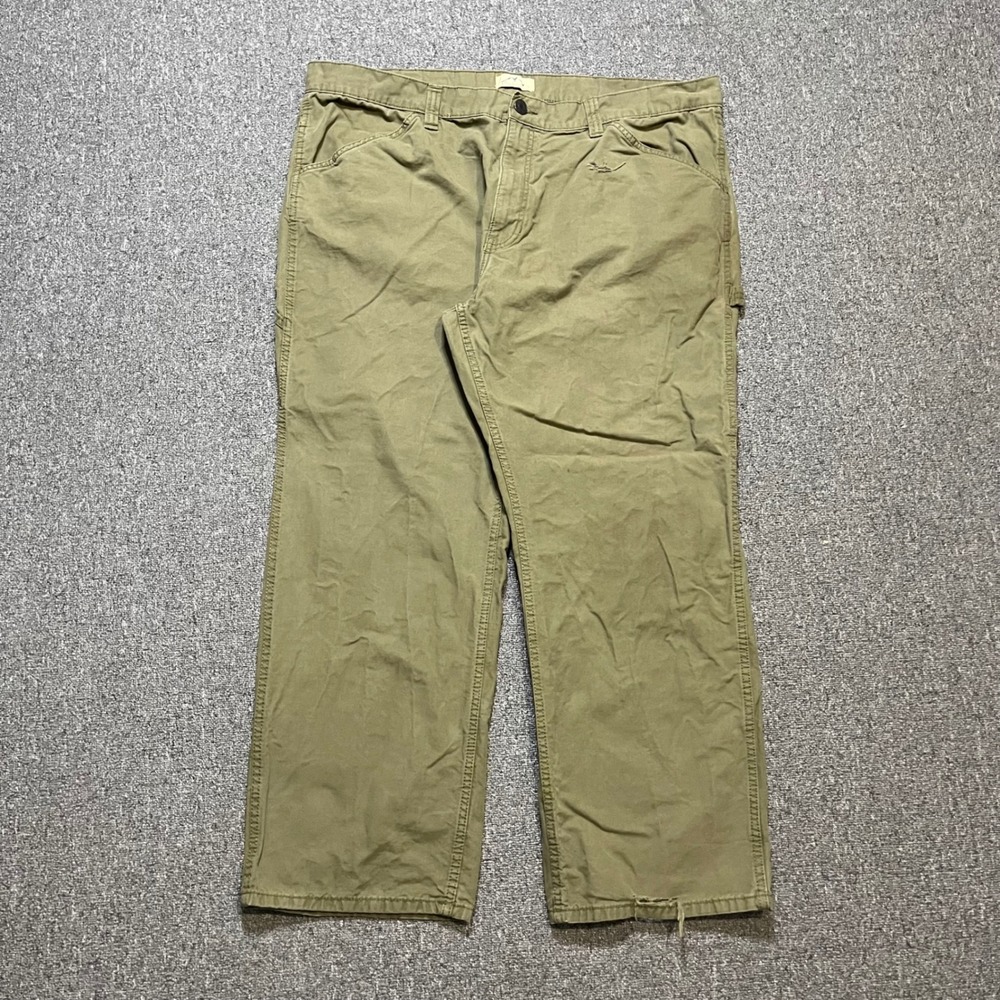 Blue Mountain Carpenter Pants 44x32 Green Canvas Workwear‎ Utility Distressed